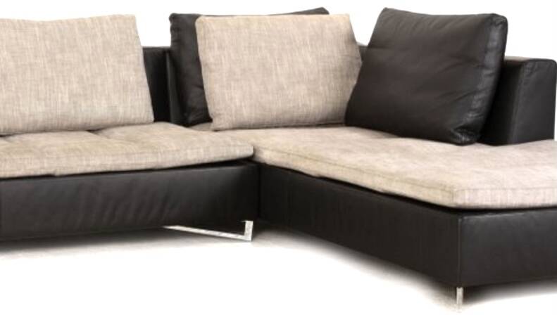 Corner sofa in leather and fabric, Feng model by Didier Gomez for Ligne Roset