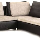 Leather and fabric corner sofa, Feng model by Didier Gomez for Ligne Roset