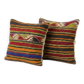 Set of 2 vintage kilim cushion covers 38x41 cm