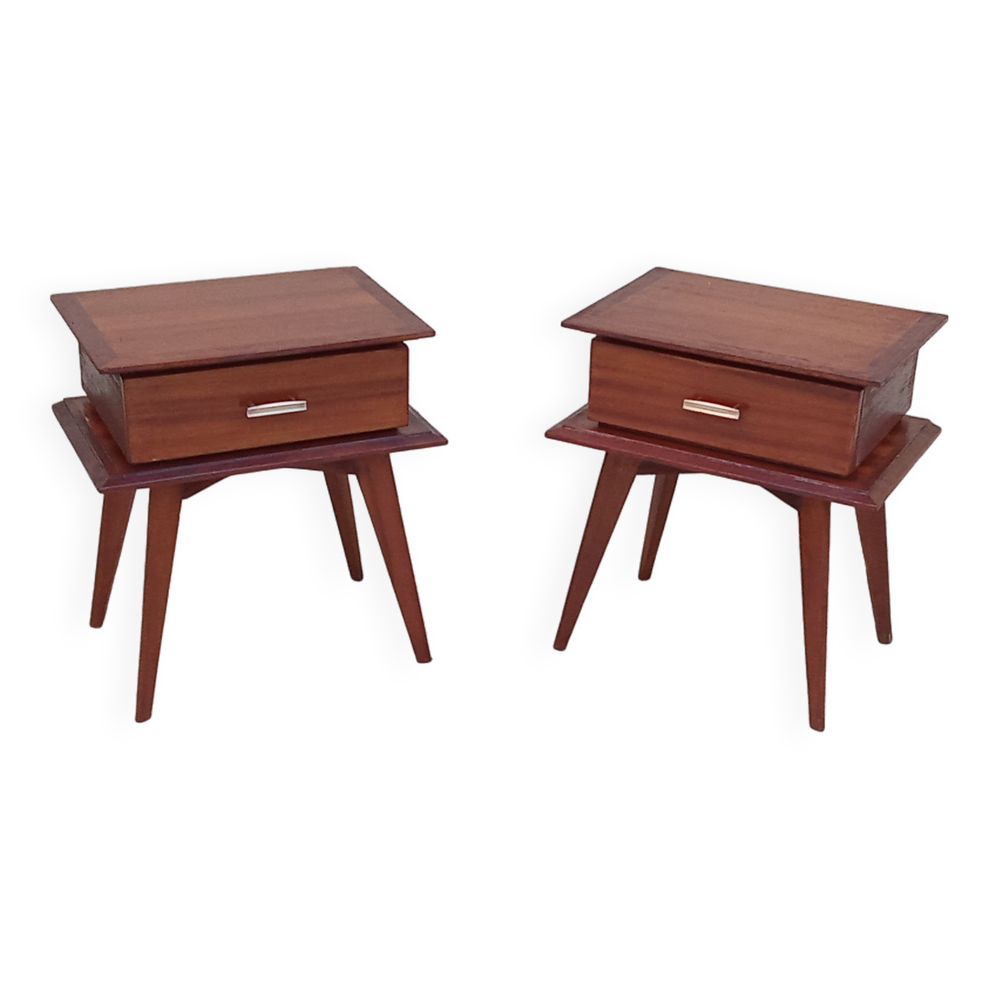 Paire de chevet vintage scandinave pieds compas