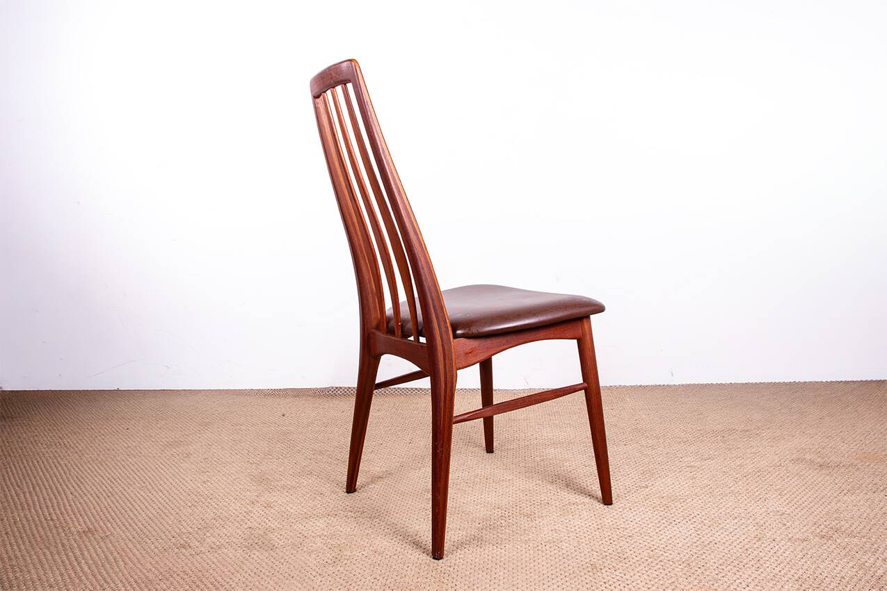 6 Danish chairs in teak and new leather, model "Eva" by Niels Koefoed.