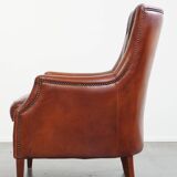 Armchair Made from Cognac-Colored Cowhide Leather