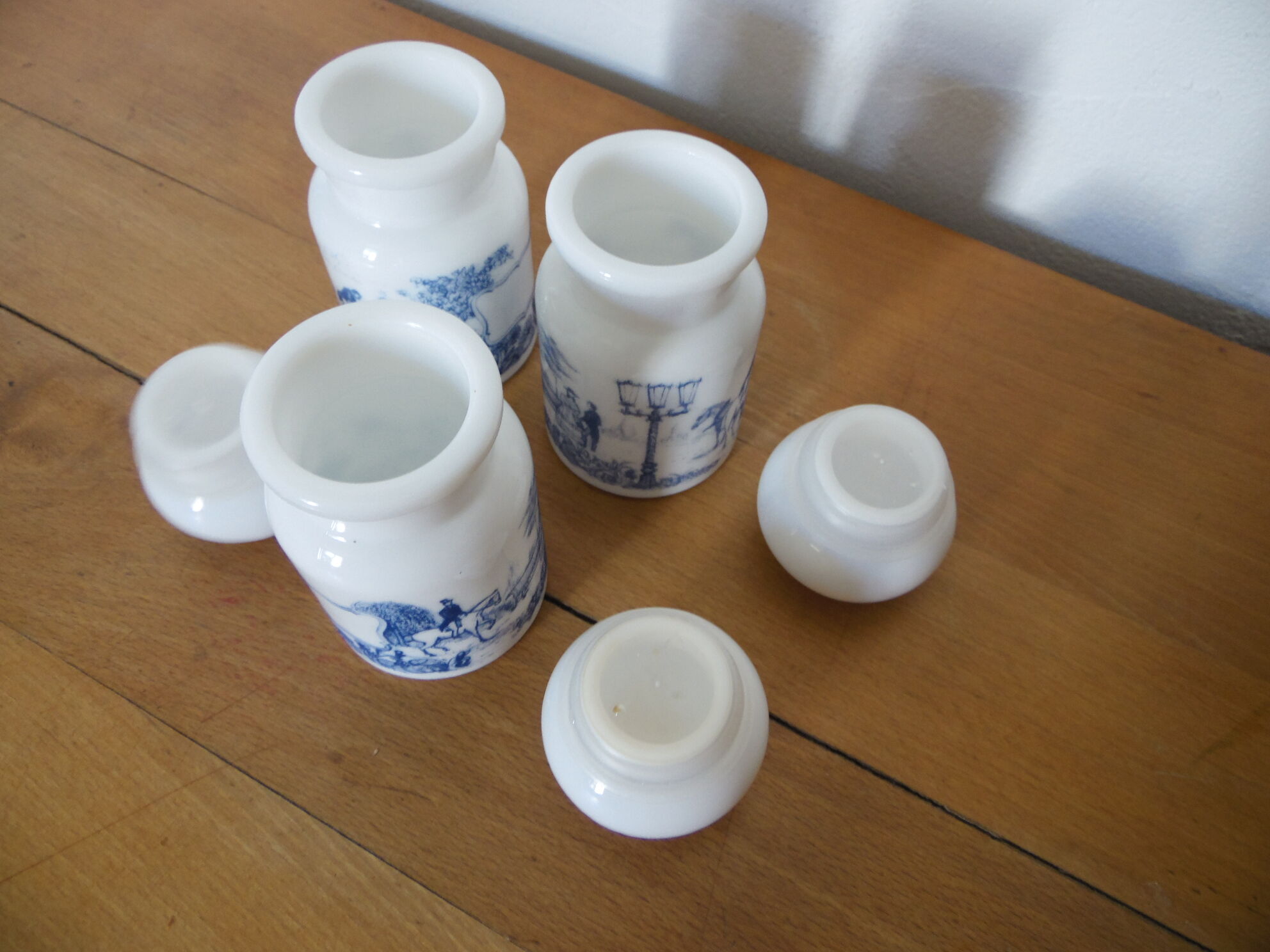 Lot 3 pots epices opaline