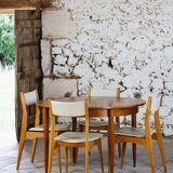 Table ronde extensible en teck vintage scandinave