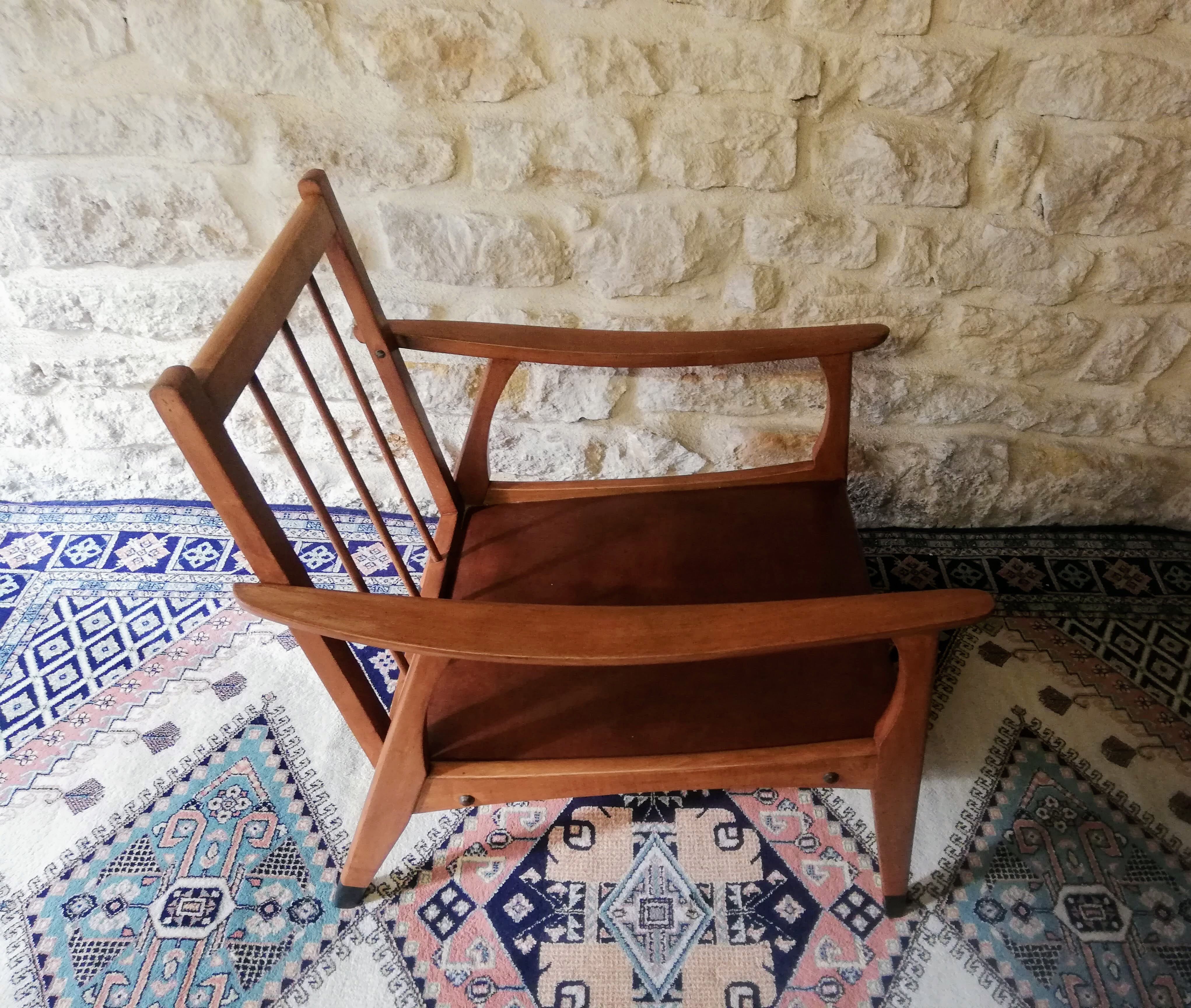 Vintage Danish armchair 1950 Scandinavian style, compass legs