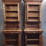 Important pair of two-body buffets in richly carved Renaissance style.
