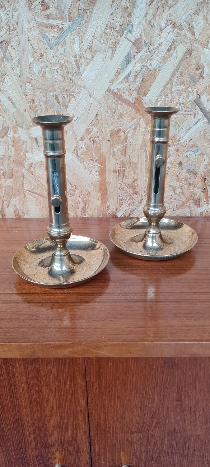 Pair of gilded brass candle holders