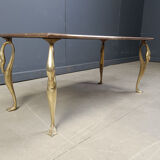 Vintage brass swan coffee table, 1970s