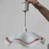 Italian white and orange glass pendant light Fazzoletto style