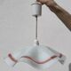 Italian white and orange glass pendant light Fazzoletto style