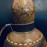 Gourd colocquinte 15cm engraved wood hand painted old vintage decoration without cap