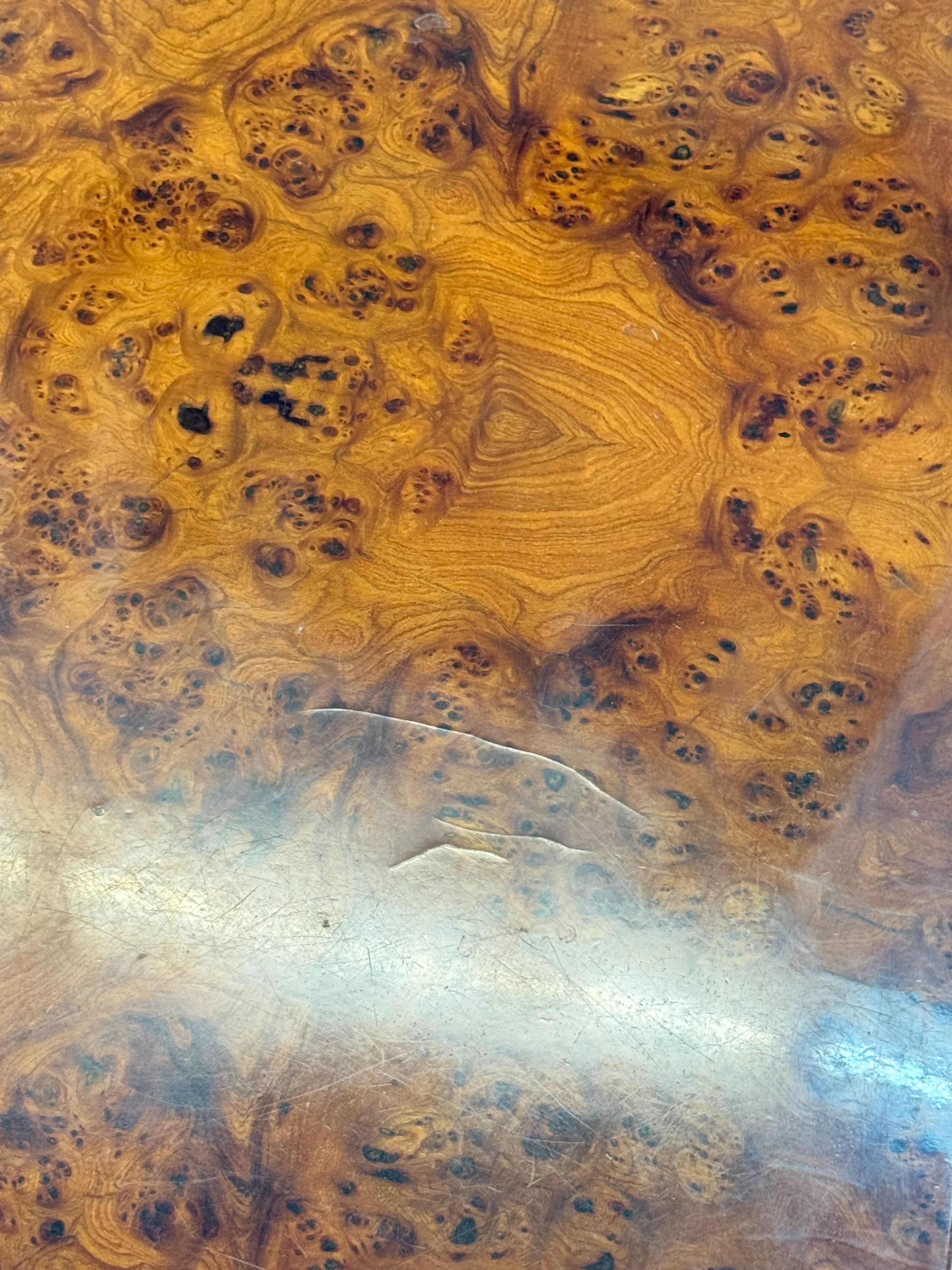 XL square coffee table by Turri in burl wood