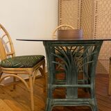 Table en rotin et verre