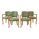 Set of 4 Louis XV style cabriolet armchairs in green fabric.