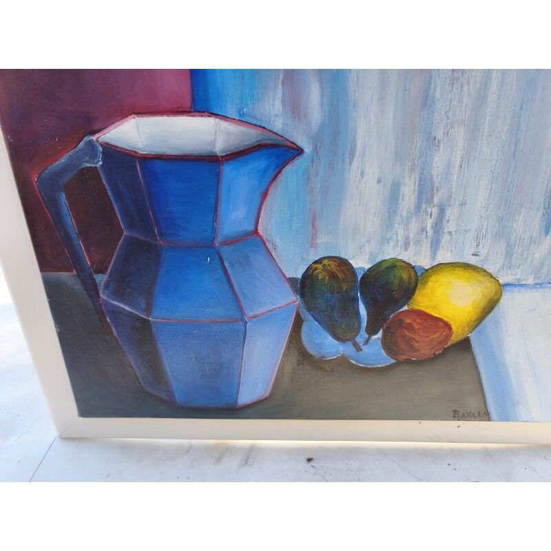 Tableau huile sur toile "Le Pichet Bleu" par Ravalia