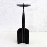 Large brutalist cast iron candle holder