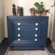 Wooden art deco dreser painted blue