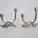 Pair of table lamps, Art Deco bedside lamp, chrome metal