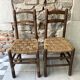 Duo de chaises en bois tourné et corde tressée, années 50-60