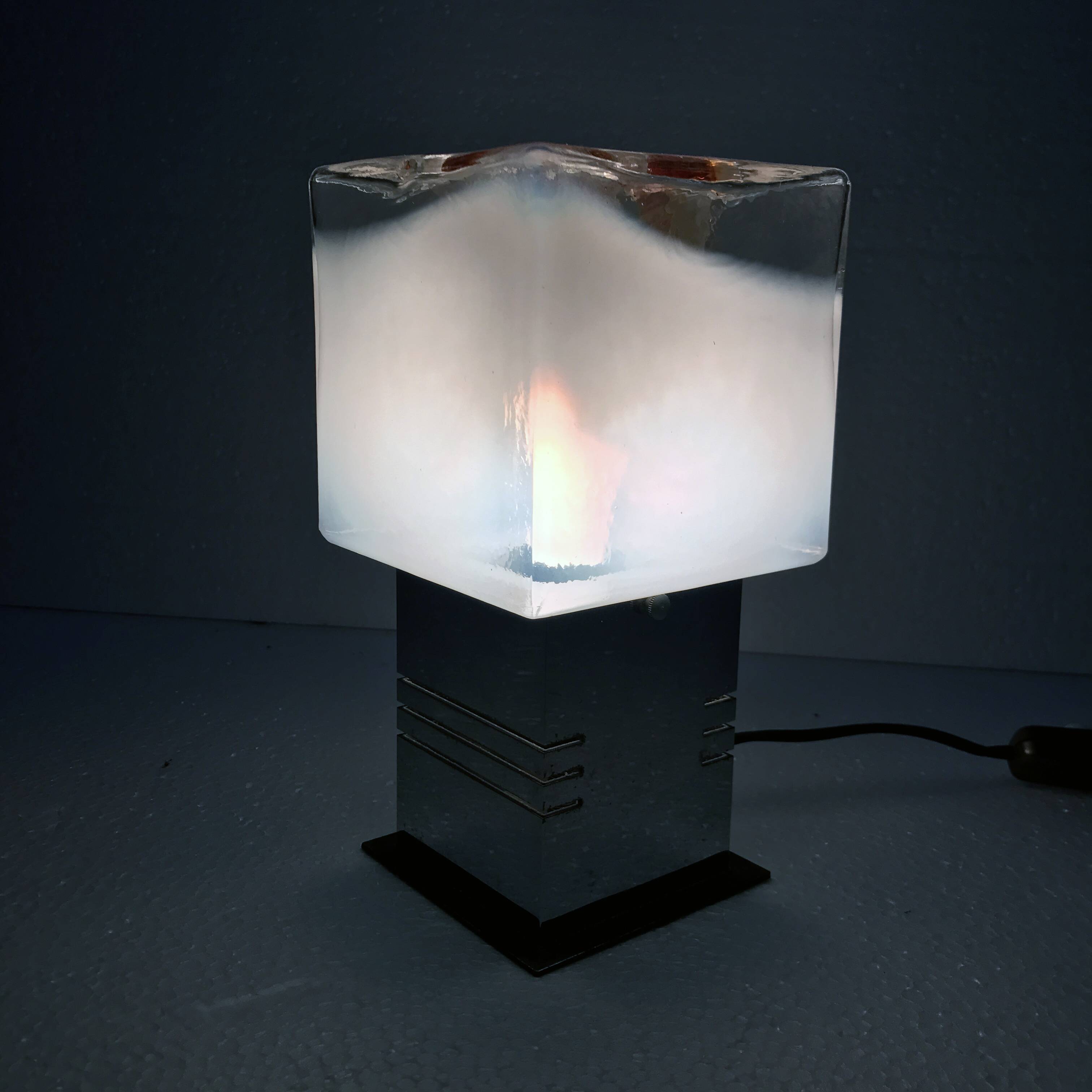 Vintage Bedside Lamp • Cubic • Gaetano Sciolari • 1969