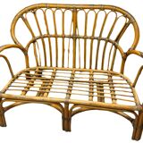Vintage rattan bench 70