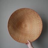 Antique braided conical hat handcrafted traditional vintage Asian crafts