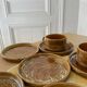 6 stoneware cups and 6 enamel plates
