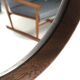 Round teak danish mirror with leather strap