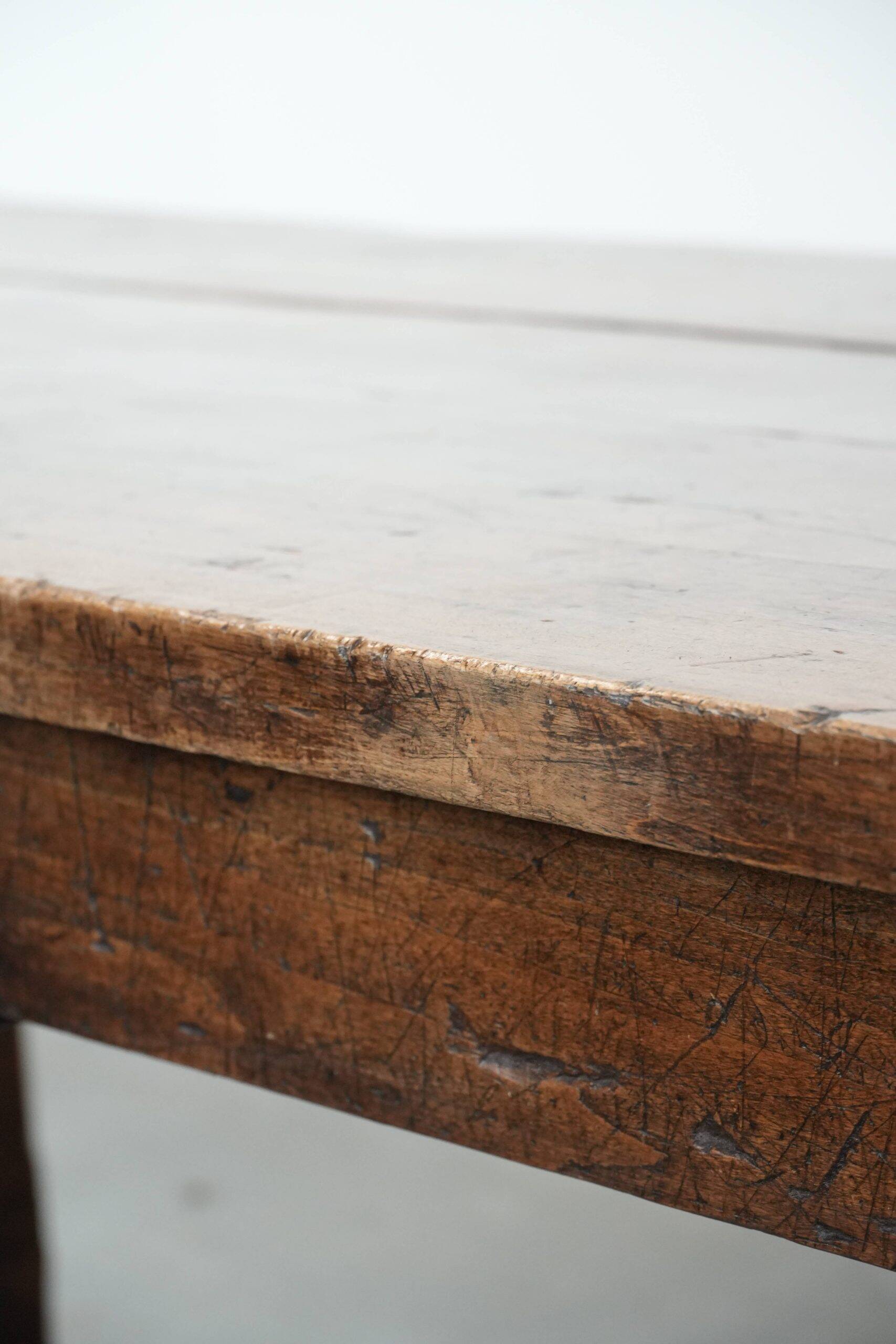 Robust French farmhouse antique dining table from the 18th century
