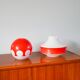 Suspension en opaline bicolore orange / rouge et blanc Design 1970