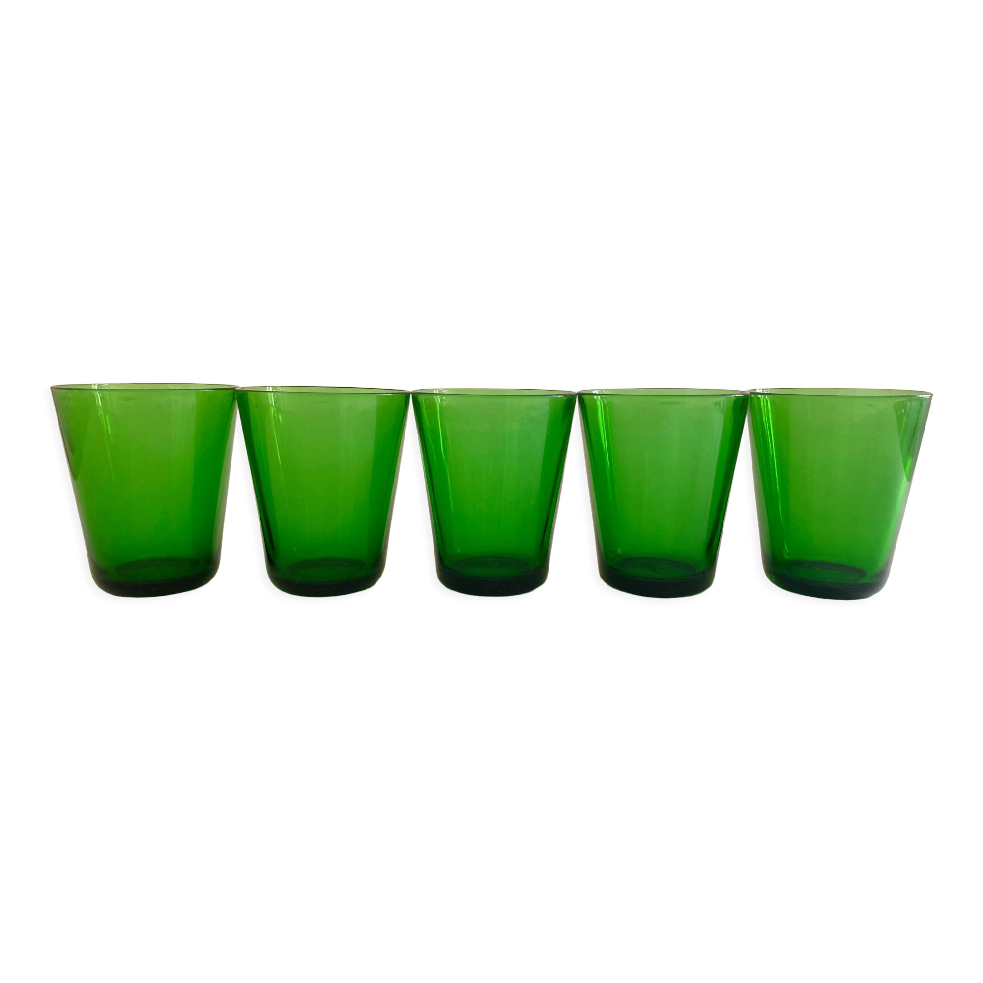 5 green vereco glasses
