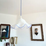 Pendant lamp in blue spotted glass 1970