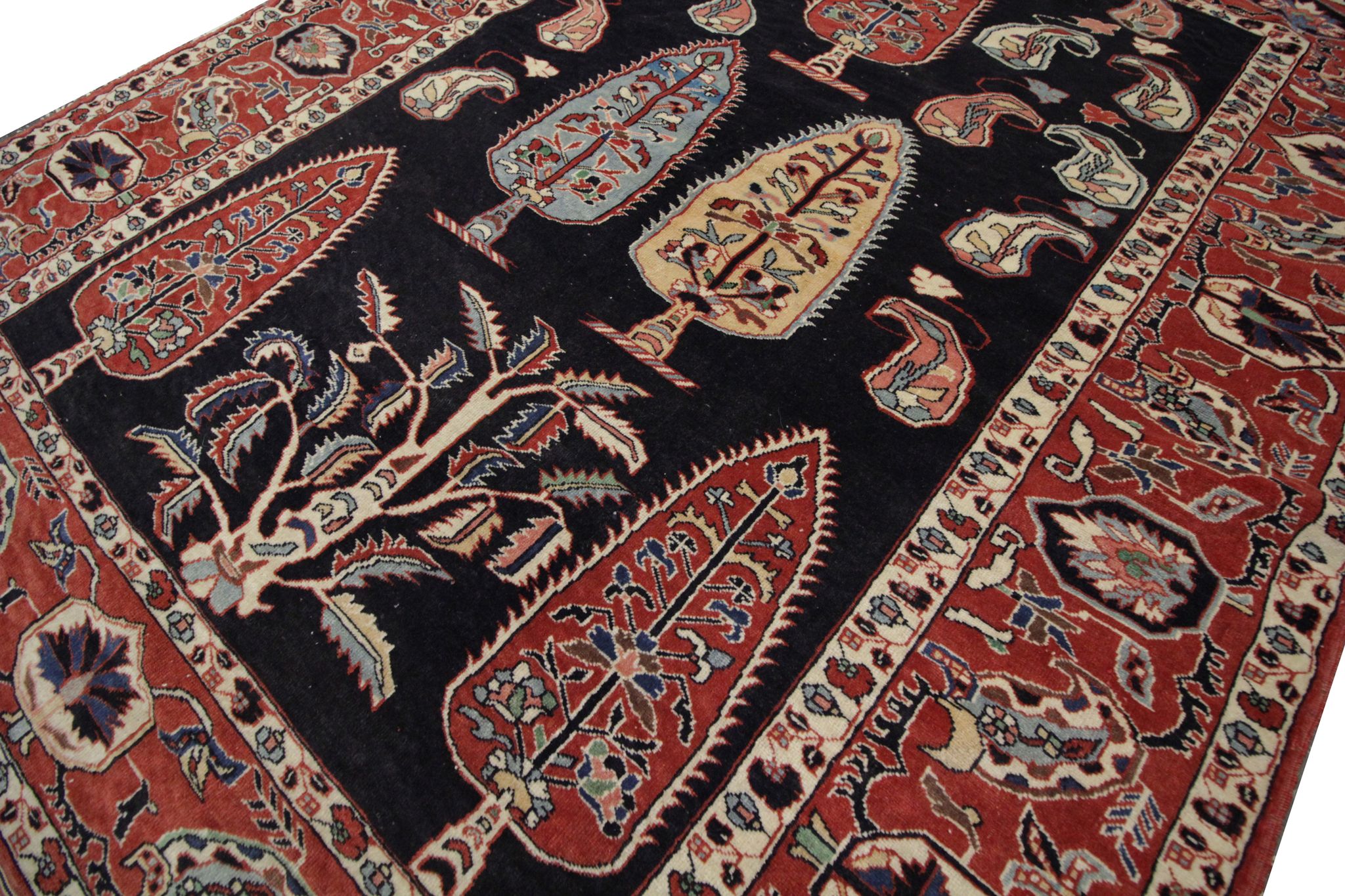 Tapis persan persan vintage fait main- 132x162cm