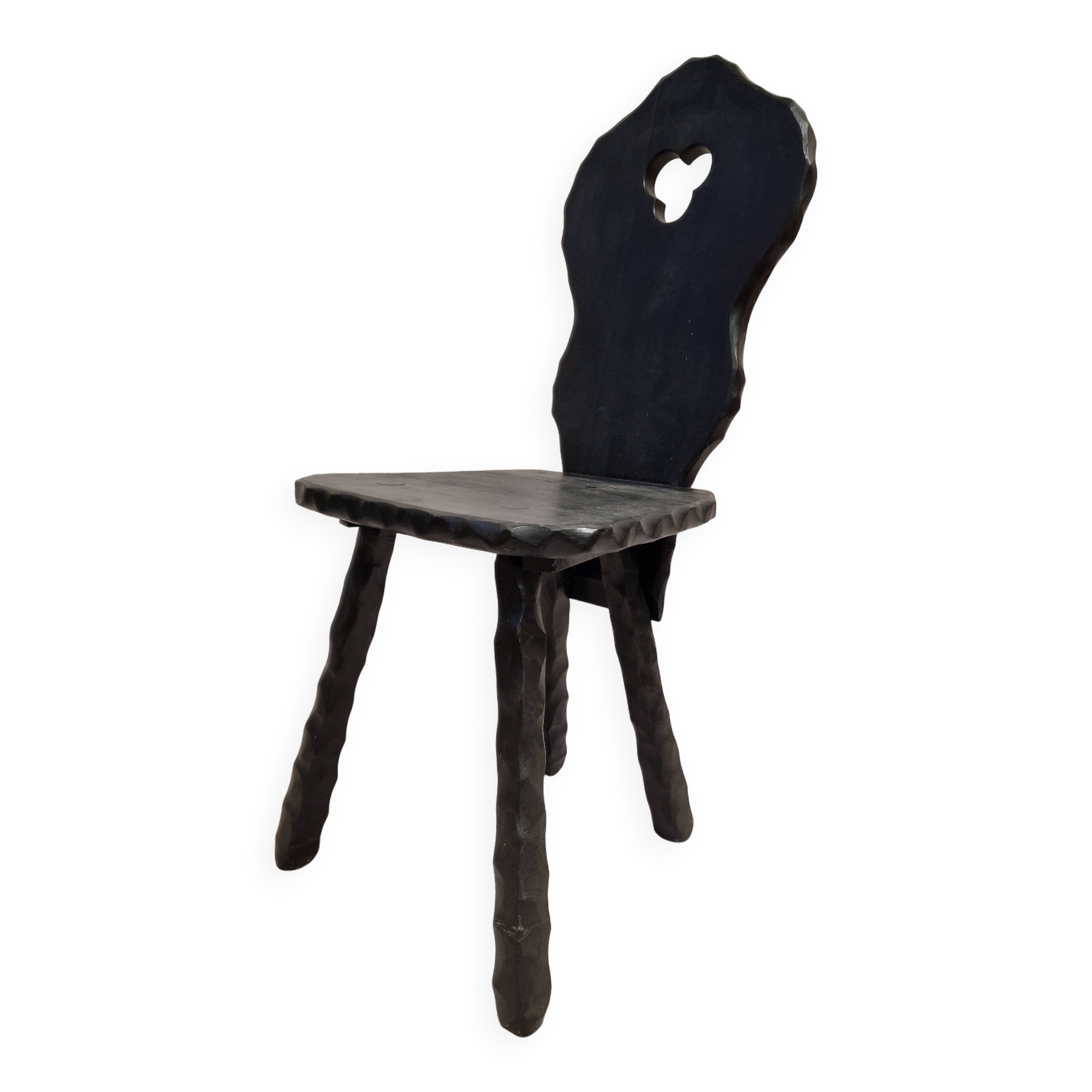 Black wooden brutalist chair
