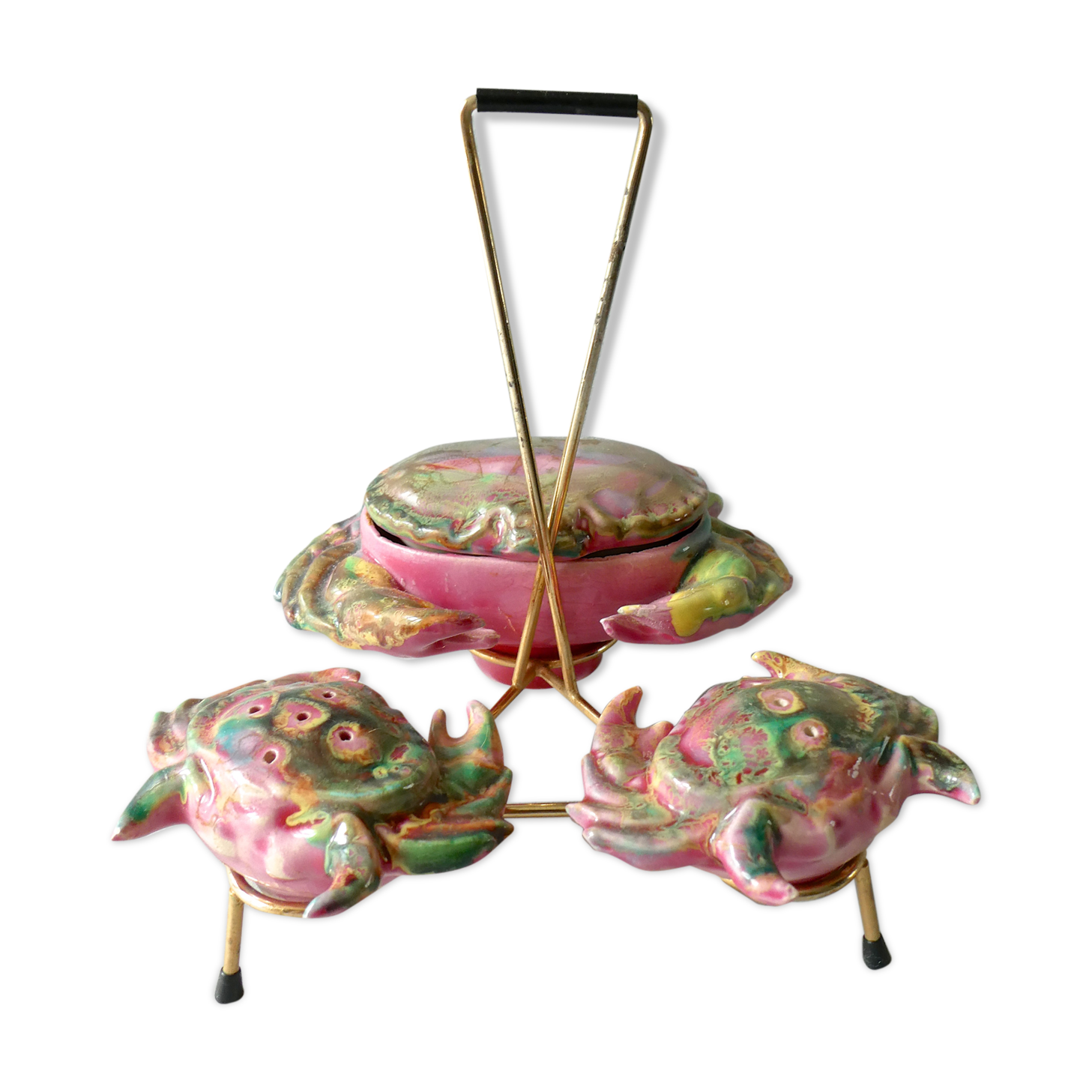 Set salt shaker, pepper and mustard maker, dabbling, crabs