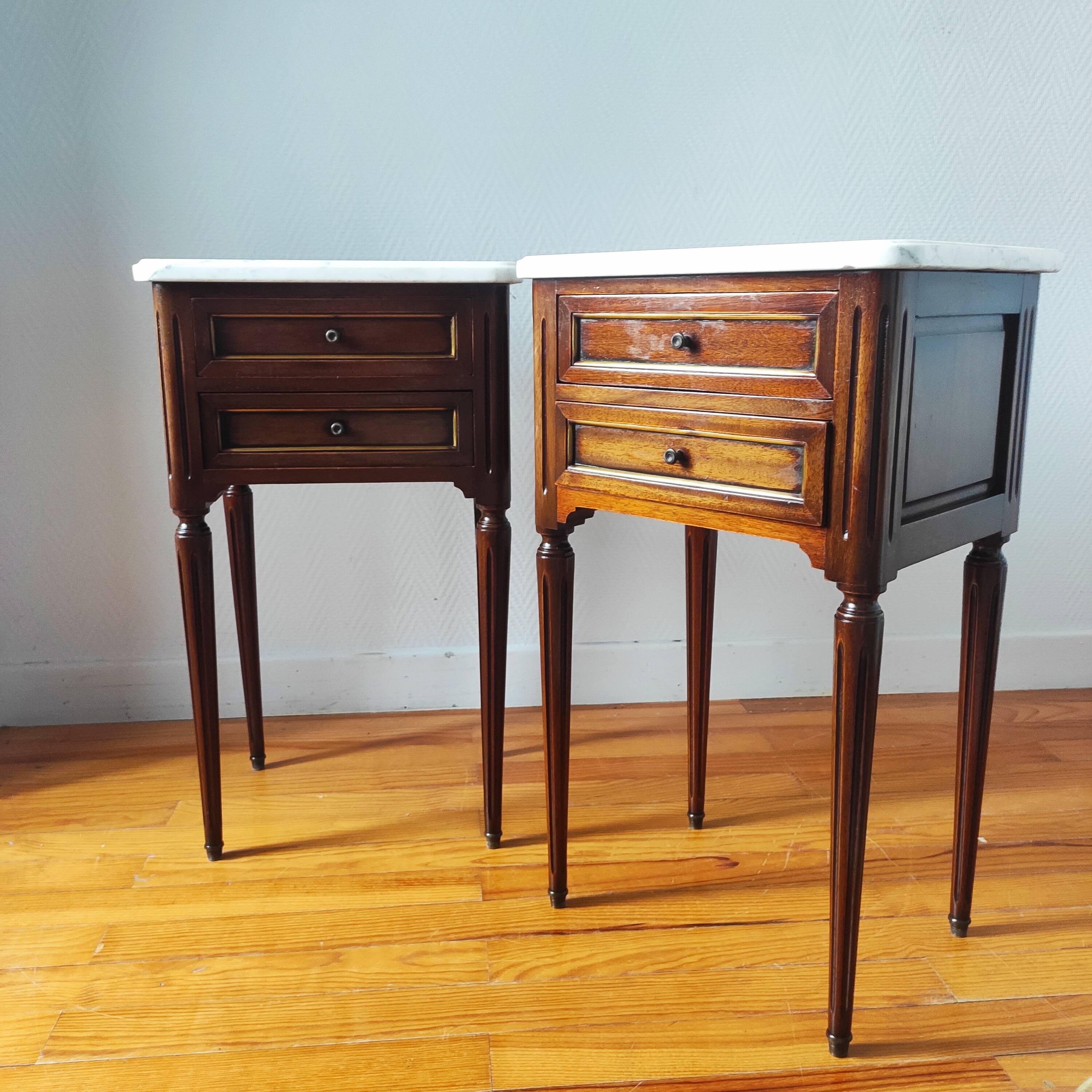 Pair of Louis XVI style bedside tables