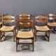 Vintage oak and wicker dining chairs, 1960s