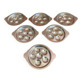 Série De 6 Assiettes Escargots Inox 6 Emplacements Made In Japan Servi