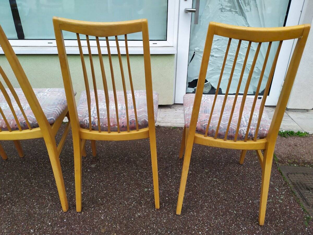 Lot de 8 chaises scandinave bois et tissu