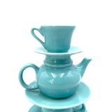 Blue tea cups stack vase, italy 1980s