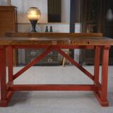 1950's industrial beech workshop workbench