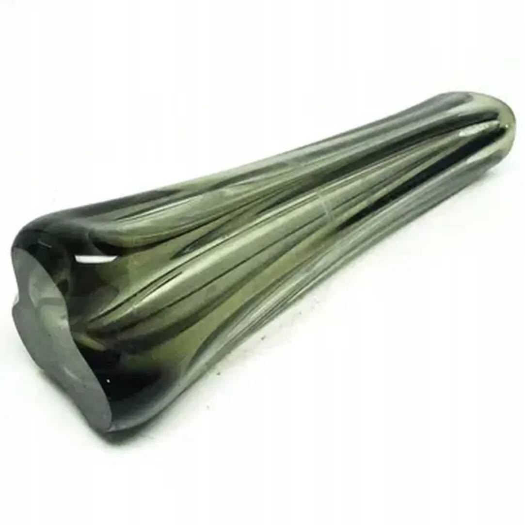 Brutalism vase, green pressed glass, Ząbkowice, Poland, 1970s