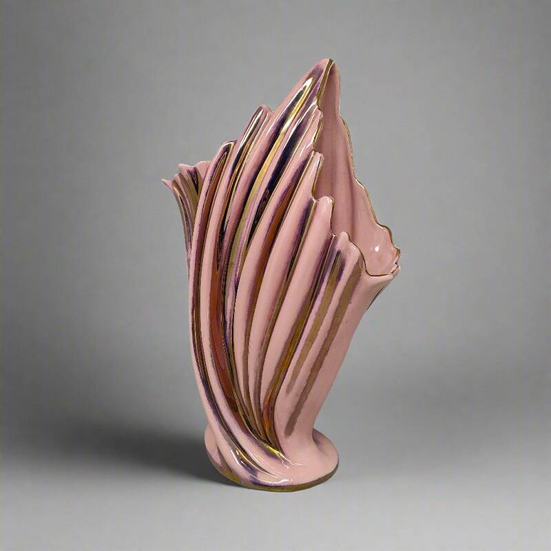 1960s Astonishing Pink and Gold Vase by SICAS Limited Edition. Made In Italy