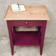 Wood and aubergine bedside table