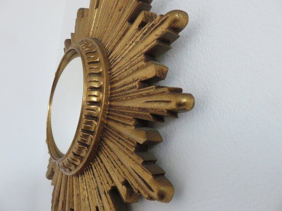 Golden Sun witch miror 60s 70s 30x30cm