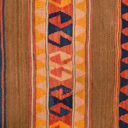 6x6 Orange & Brown Circle Striped Pattern Kilim Area Rug, 183x183Cm