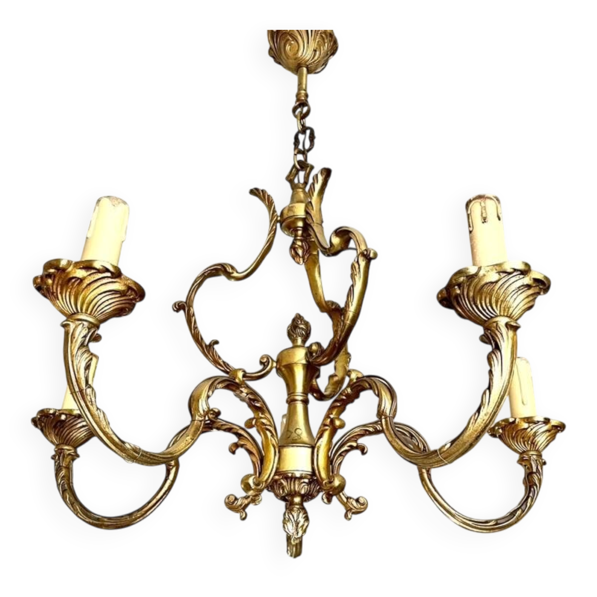 Golden bronze chandelier in Louis XV style