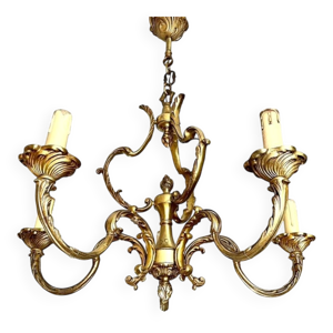 Lustre cage bronze doré