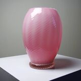 Small twisted pink opaline glass vase, Venetian Murano/Empoli vintage.