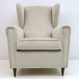 Attributed Gio Ponti Mid-Century Modern Italian Velvet Armchairs, 1950s